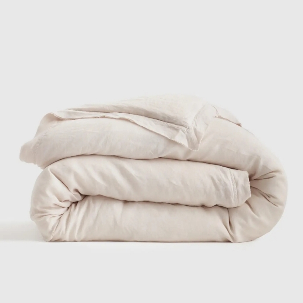 Quince European Linen Sand Flange Duvet Cover! Sz. King/ Cal King! (421)